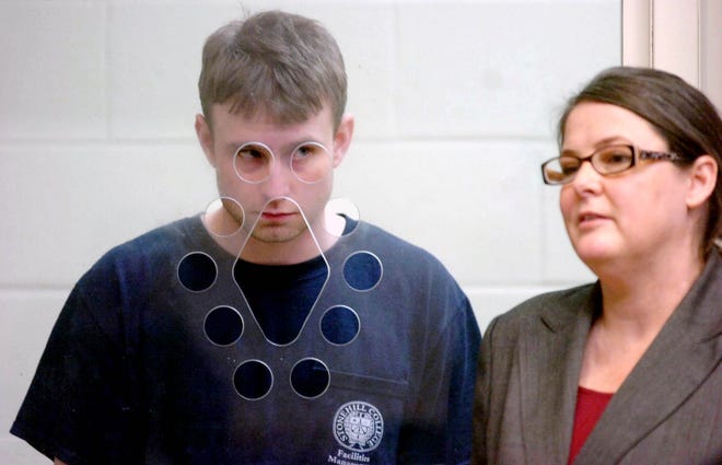 Kevin Treseler, 21, stands during his arraignment in Brockton District Court on Tuesday, March 22, 2011. Treseler was arrested Monday on multiple charges of child rape and indecent assault, according to Brockton police. Treseler's court appointed defense attorney Kari Cincotta is at right.