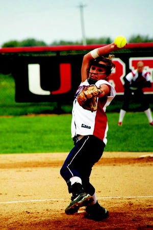 A West Central pitcher hurls at United in 2010