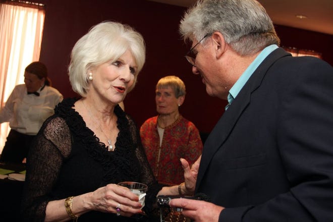 Melissa Ross (right), host of WJCT's "First Coast Connect," asks questions of National Public Radio's Diane Rehm, who also fielded questions from audience members during the "Reception and Conversation with Diane Rehm."