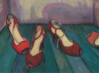 red shoes green floor lesley mitchell