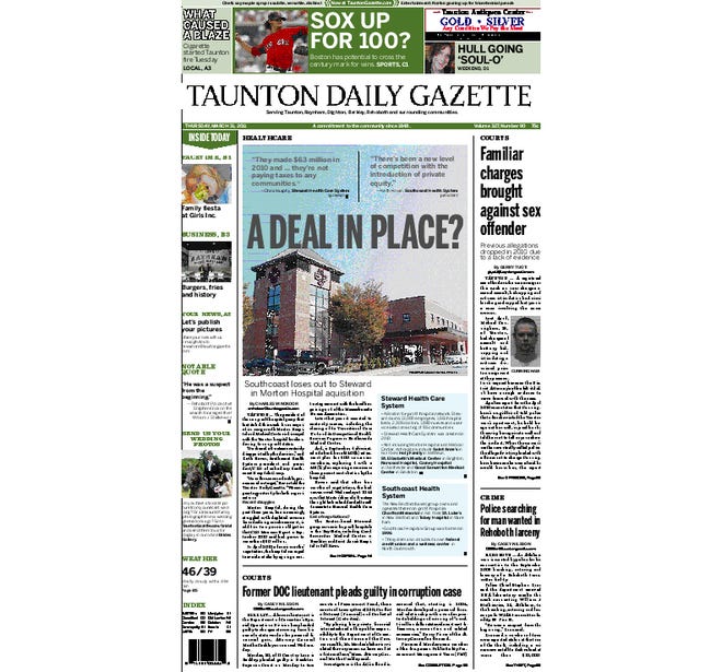 Taunton Gazette front page 
March 31, 2011