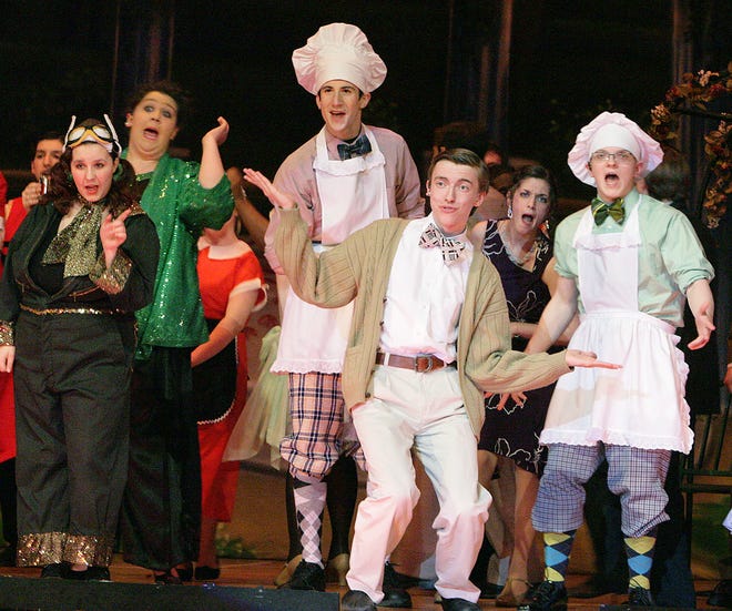 The cast of "The Drowsy Chaperone" goes through the dress rehearsal at Mattachione Theater at Perry High School.