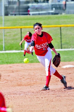 Jalynne Young pitches against Illinois College.