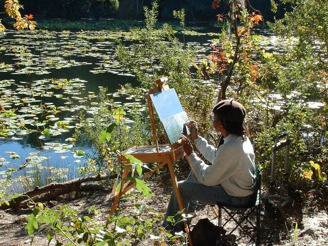 Randy Pitts' painting of Lake Ray at the Arboretum is featured on all posters for "A Brush with Nature."