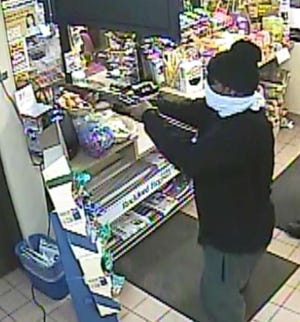 This image comes from the surveillance cameras at the Phillips 66 at 3135 N. Rockton Ave., Rockford, during an attempted robbery Saturday, April 2, 2011.