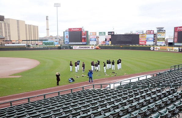 An empty Frontier Field on Tuesday will have fans on Saturday as the Red Wings will hold their season opener after a road trip to Pawtucket.