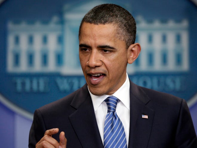 President Barack Obama speaks to the media after a meeting with House Speaker John Boehner, R-Ohio, and Senate Majority Leader Harry Reid, D-Nev., at the White House in Washington, regarding the budget and possible government shutdown on Thursday.
