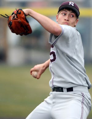 Stroudsburg's Ben Matos pitched a two-hitter over five innings as Stroudsburg socred a 13-3 victory over PME East on Friday.  To purchase a reprint of this photo, go to  www.PoconoRecord.com/photostore.
