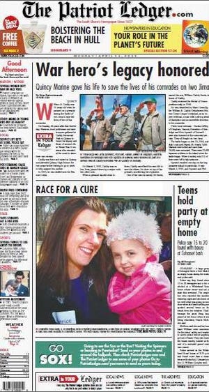 The Patriot Ledger front page for Monday, April 11, 2011