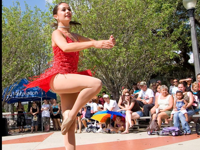 Lacey Cagle performed to an outdoor crowd at the 2008 Downtown Dance Festival at the Ocala downtown square.