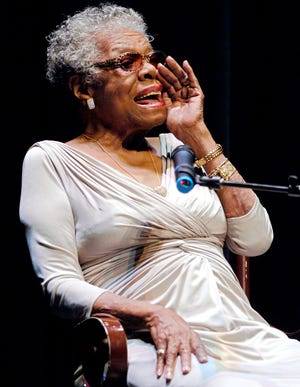 Famed writer Maya Angelou spoke in a packed Jesse Auditorium Thursday night on the University of Missouri campus. In her 90-minute talk, the 83-year-old encouraged audience members to look to poetry for guidance.