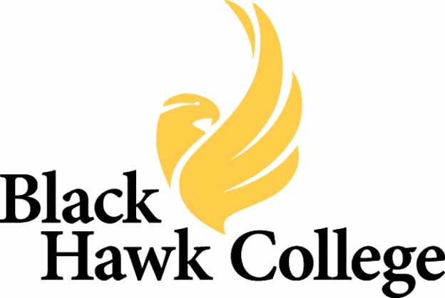 Black Hawk College’s new logo incorporates an image of a hawk and a flame.