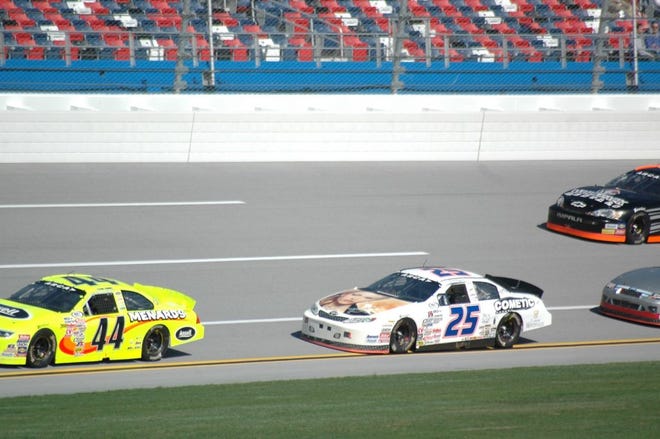 Scott Lagasse (25) drives in the ARCA Racing Series event on Saturday at Talladega Superspeedway in Talladega, Ala.