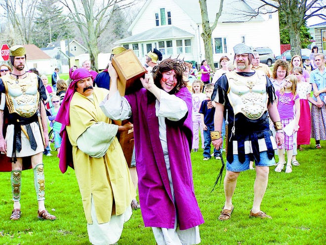 Last year’s procession included Pastor Shane Chellis as Jesus.