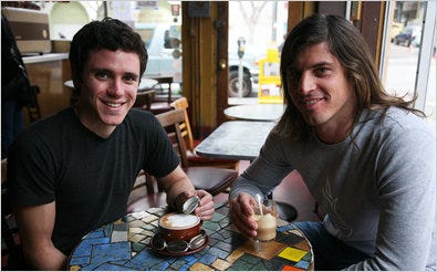 Dave Petrillo, left, and David Jackson made Coffee Joulies to keep coffee temperatures just right.