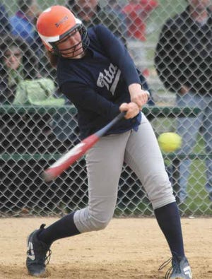 Annawan-Wethersfield’s Celina VanHyfte laces a double during Thursday’s LTC game with West Central.