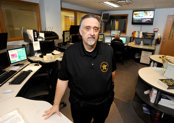 Jim Torch supervises the county’s Emergency 911 Central Dispatch Center and countywide radio system for law enforcement and fire and ambulance personnel at the Tuscarawas County 911 Center in New Philadelphia on Tuesday.
