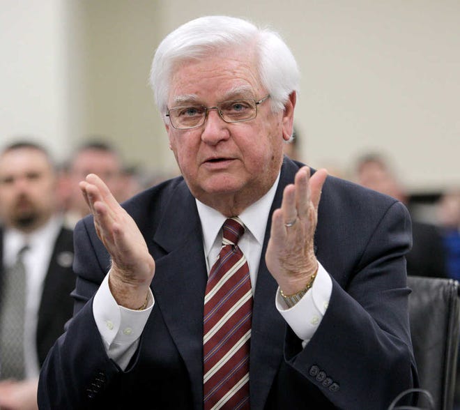 FILE - In this Feb. 3, 2011 file photo, Rep. Hal Rogers, R-Kentucky, testifies in front of a Senate panel in Frankfort, Ky. As the minority party, House Republicans drove Democrats crazy with an obscure maneuver called the “motion to recommit” used to change, delay and even kill legislation. Now, one might assume, the minority Democrats have their chance at payback. It’s not happening. Republican leaders may be having troubles keeping their conservative troops in line on budgetary and social issues, but when it comes to keeping Democrats in their place, there’s near ironclad unity. (AP Photo/Ed Reinke, File)