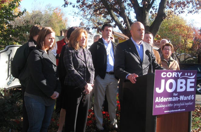 Cory Jobe announces he will run for Springfield Ward 6 alderman during a news conference on Thursday, Nov. 4, 2010.