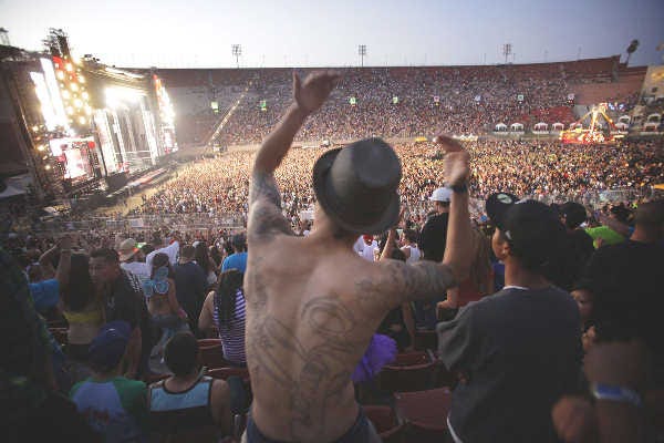 The scene at last year’s Electric Daisy Carnival rave in Los Angeles.