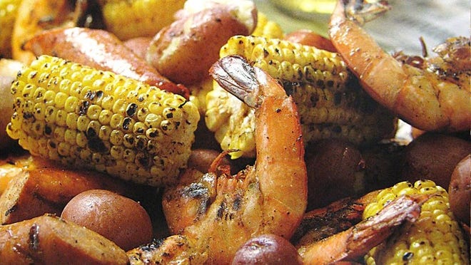 Grill up sausage, shrimp, potatoes and corn in the Deen Bros. Grilled Low Country Boil.