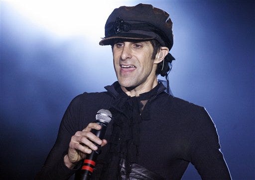 Perry Farrell performs at the NME Awards USA in Los Angeles on Wednesday, April 23, 2008. Perry Farrell will celebrate the 20th anniversary of Lollapalooza with an eclectic lineup this summer in Chicago.