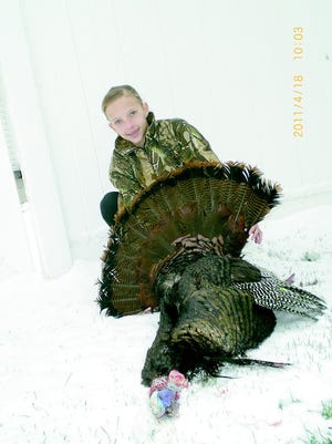 Tori Bassage shot a double-bearded turkey on opening day, Monday, April 18.