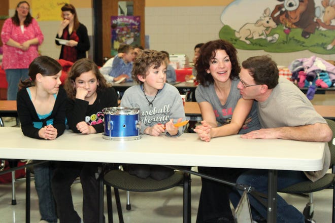 Alana, Hanna, Joey, Christine and Keith Clar compete at a recent Family Feud and Pizza Dinner night.