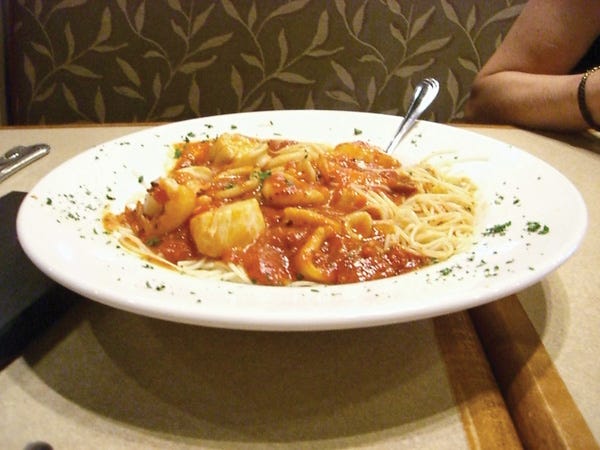 The Seafood Fra Diavolo, a marinara pasta with scallops, shrimp and calamari.
