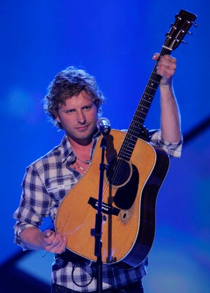 Dierks Bentley performs "Blue Clear Sky" at the ACM Artist of the Decade All Star Concert in honor of George Strait on Monday, April 6, 2009, in Las Vegas.