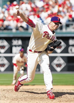 Philadelphia Phillies starter Roy Halladay pitches against the New York Mets in the ninth inning of a baseball game Saturday, April 30, 2011, in Philadelphia. The Phillies won 2-1.(AP Photo/H. Rumph Jr)
