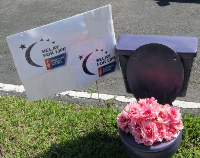 CIty Hall's Relay for Life team in Green Cove Springs is using a purple potty to raise funds. For a donation, they will deliver the potty to the yard of your choice.