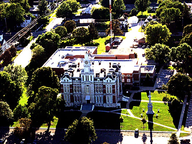 Henry County Courthouse from a hot-air balloon