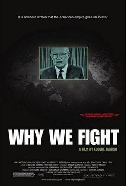 "Why We Fight" (PG13) will be on screen at 7 p.m. May 14 in Memorial Presbyterian Church, 32 Sevilla St., in downtown St. Augustine. See the story for more film dates.