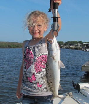 Provided by Jim Johnson Shaye Handwork caught a 3-pound speckled trout recently in Egan's Creek. Her lure was a floating live shrimp.