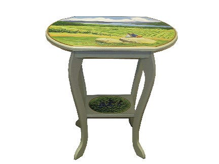 This table painted by Albie Alliet is on sponsored by Long’s Cards & Books and is displayed at Cole Furniture.