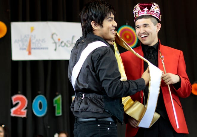 Osvaldo Lozano, sophomore at West Ottowa, is crowned Fiesta King on Saturday. Lozano said he had wanted to become the Fiesta King for a while.