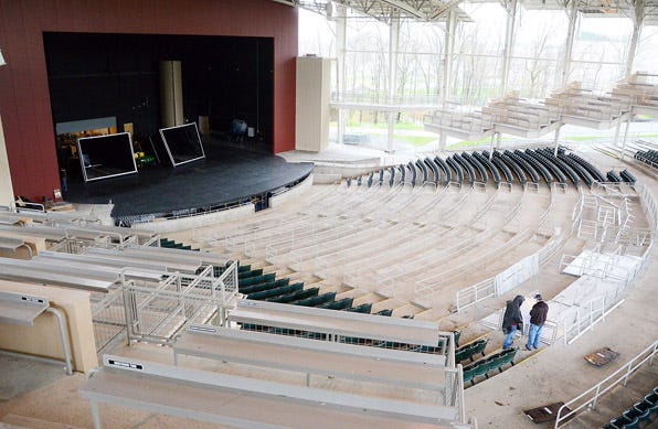 Some new "party decks" (right) are under construction for the upcoming 2011 concert series at CMAC.