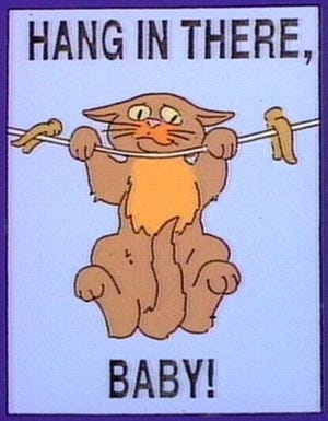 This cartoon cat does better pull-ups than me