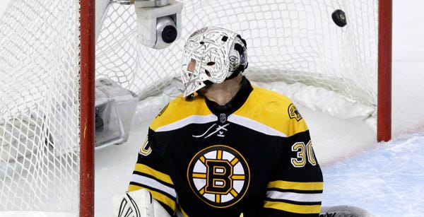 Tim Thomas and the Bruins had a rough time of it in Saturday night's opening game of the Eastern Conference finals. Game 2 is Tuesday night in Boston.