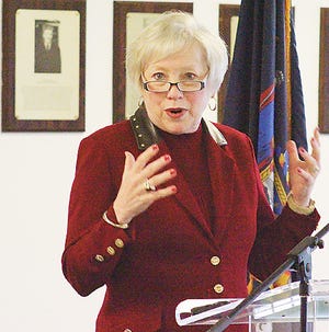 State University of New York Chancellor Nancy Zimpher addresses Herkimer and Oneida counties’ educators, elected officials, economic development officials and others about the five-year systemwide strategic plan developed for SUNY. She was the keynote speaker during the college foundation’s Executive Breakfast Series in Alumni Hall Monday.