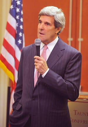 Sen. John Kerry speaks during Friday's Business and Economic Advisory Council meeting hosted by state Sen. Marc Pacheco at the Taunton Inn.
