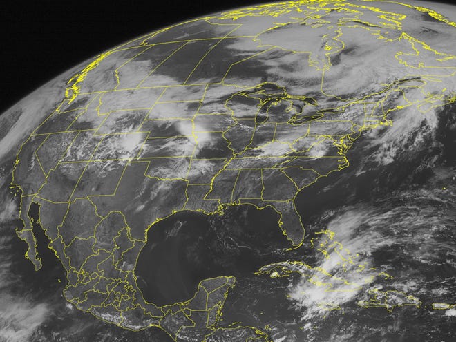 This NOAA satellite image taken Tuesday shows cloud cover in the Plains where another outbreak of severe weather in anticipated. Severe thunderstorms could also bring isolated tornadoes to West Alabama Thursday morning, according to the National Weather Service.