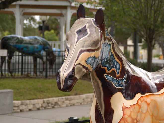 Horse fever horse Aggie, shown on the Ocala downtown square in the file photo from Oct. 12, 2004.