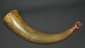 This powder horn could have historical
importance if any of the engraved information can be traced. (Courtesy of John Sikorski)