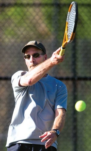 Bill Asiano was a 6-1, 6-2 winner in a 4.0 singles match against Sam Pisciotta on Friday at the Paper Cup Tennis Tournament at City Park.