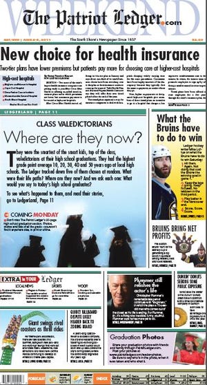 The Patriot Ledger front page for Saturday and Sunday, Jun4 4-5, 2011