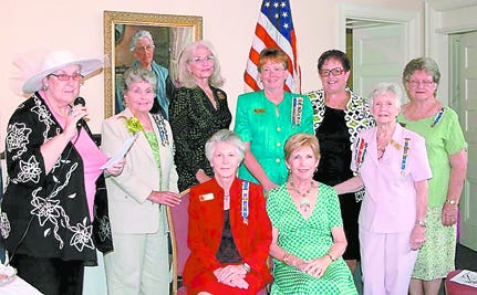 Dianna Parks-Isam, current chaplain inducted the new board. Seated Lynne Cason, regent, and Linda Trevlyn, vice regent. Standing from left: Parks-Isam, Dolores Schmidt, librarian; Johanna Baker, recording secretary; Susan Smoktunowicz, treasurer, Kay Coffey, corresponding secretary; Betty Bowles, parliamentarian, and Shirley Thomson, registrar. Not pictured: Virginia Hassenflu, historian. Contributed photos