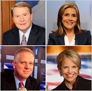 Among the prominent television figures departing posts, are, from top left: Jim Lehrer, Meredith Vieira, Glenn Beck and Katie Couric.