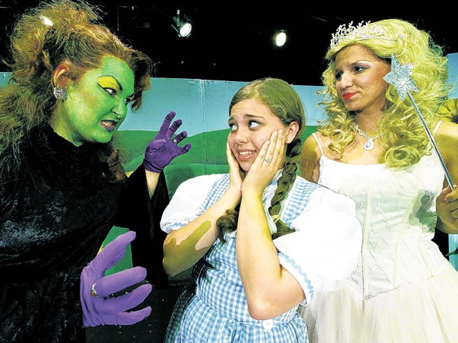 Bad Witch Kaylee Bleedsoe, Dorthy Laura Ortiz and Glenda the Good witch, Sarah Castro Play in rehearsal for OZ Haines City Community Theatre at the Clay Cut Center in Haines City Fl. Tuesday, June 7, 2011